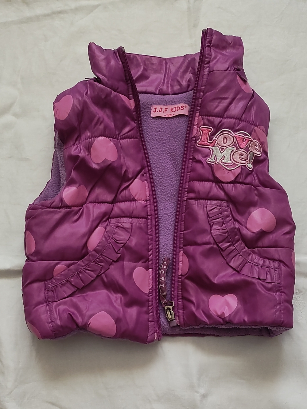 J.J.F Kids Purple Heart Quilted Bib Vest